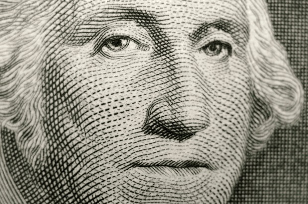 closeup of Geo Washington on dollar bill