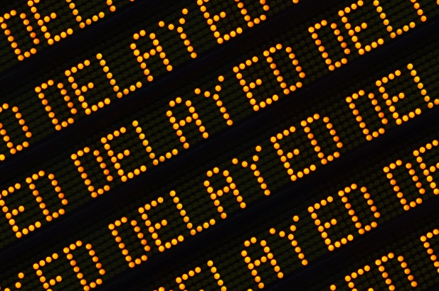 the word Delayed written multiple times as in flight delays