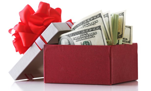 gift box with money in it