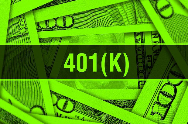 collage of dollars in green with the word 401k written on top