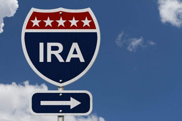 a stylized route sign with arrow and word IRA