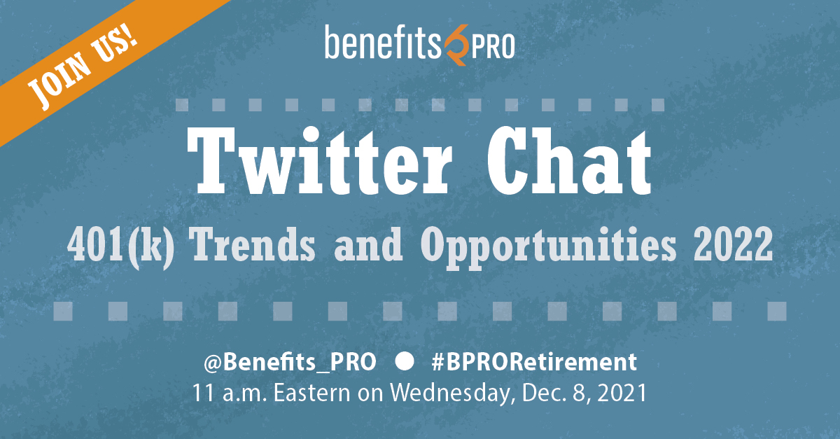 Hop over to Twitter on Dec. 8 for a discussion geared toward retirement professionals.