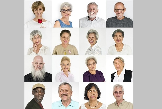 headshots of different older people arranged in grid