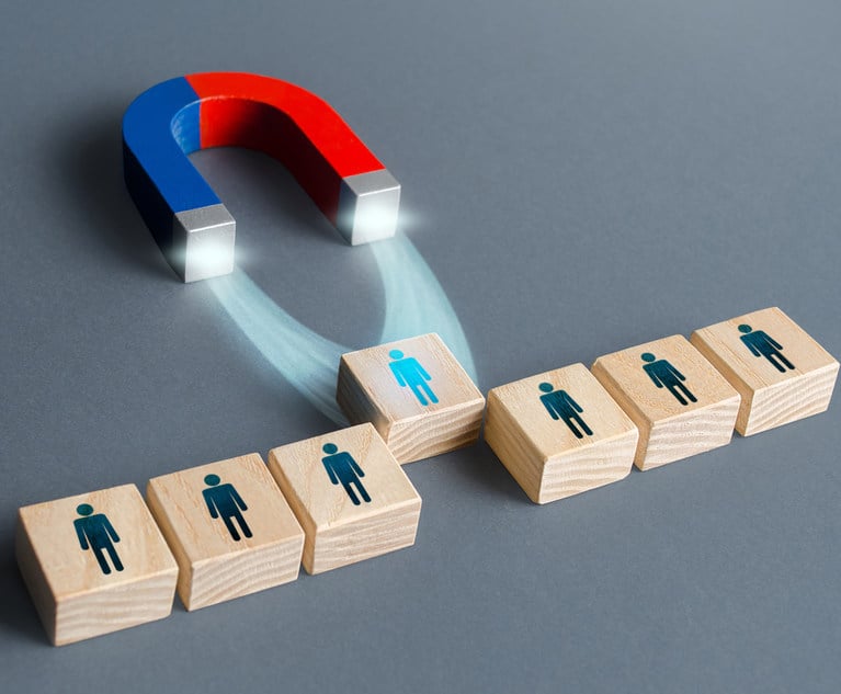 Magnet pulls a person out of row blocks. Choosing best candidate for hiring. Competition for a working high position of a manager. Poaching participants from other company team. Luring concept