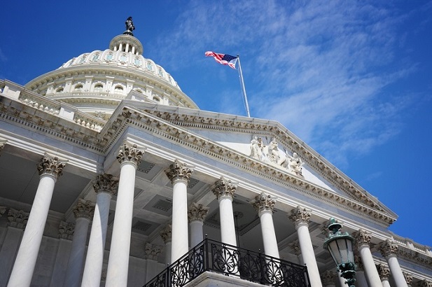 closeup of columns of U.S. Capitol building
