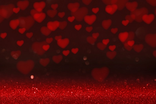 red hearts on dark red background