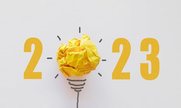 2023 Yellow paper light bulb, innovative business vision and resolution concept