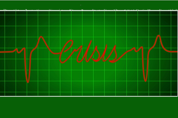 green chart with ekg waves spelling Crisis