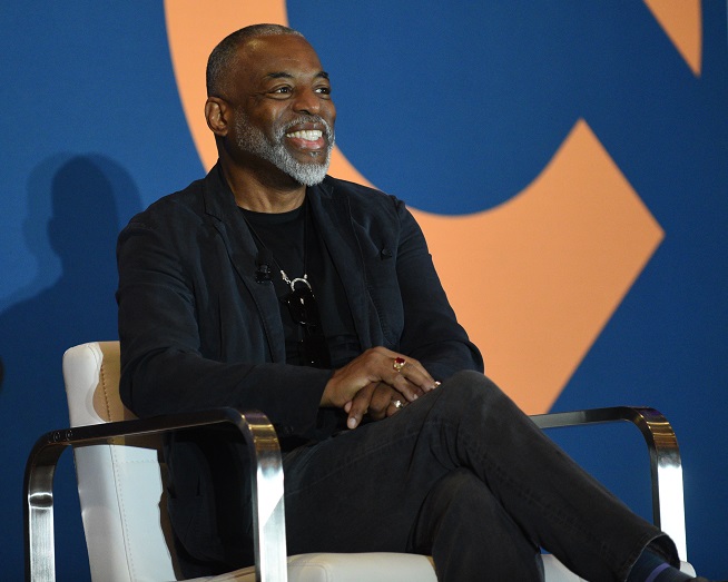 Actor, director, author LeVar Burton on the stage at the 2022 BenefitsPRO Broker Expo