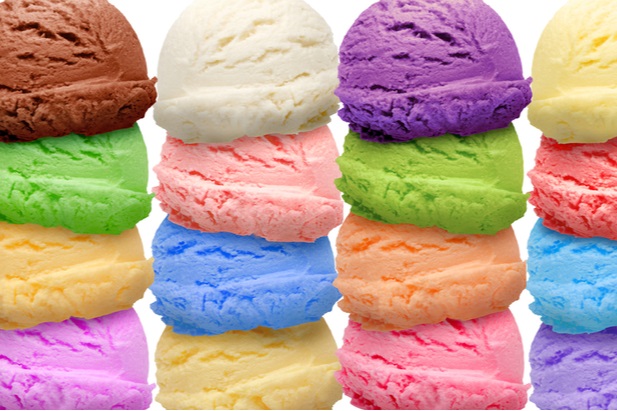ice cream scoops in various colors