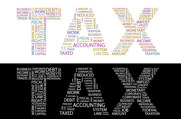 the word Tax twice consisting of word clouds