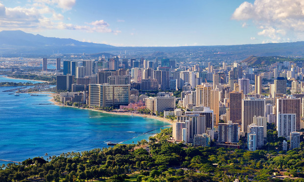 Spectacular view of Honolulu city, Oahu