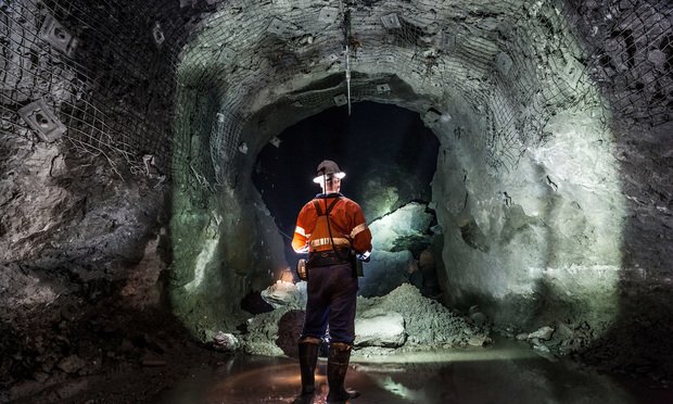 Miner underground at a copper mine in NSW, Australia