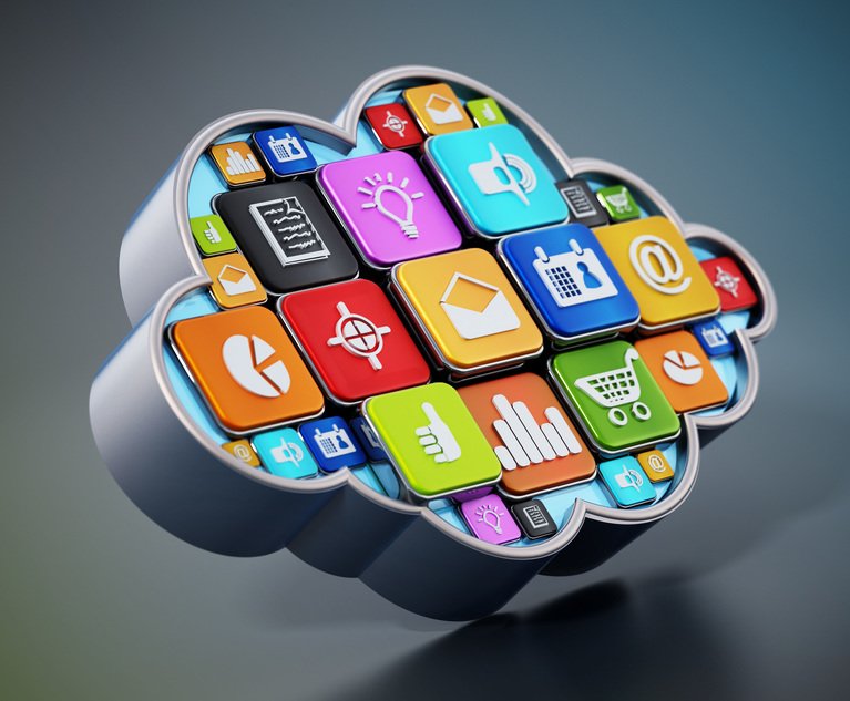 Generic smartphone apps inside cloud shape. 3D illustration