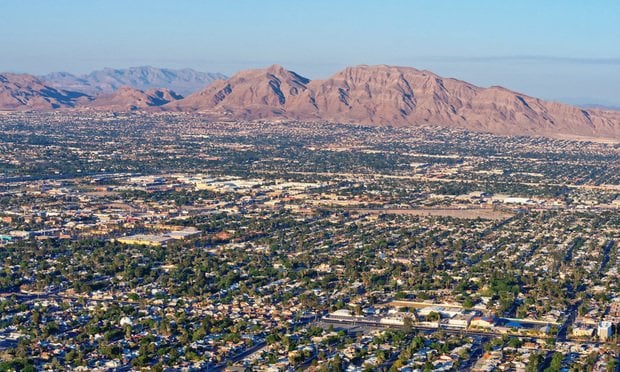 Aerial view of Las Vegas in Nevada, USA.