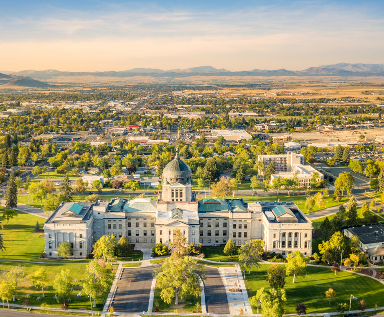 Montana State Capitol, in Helena, on a sunny and hazy afternoon.