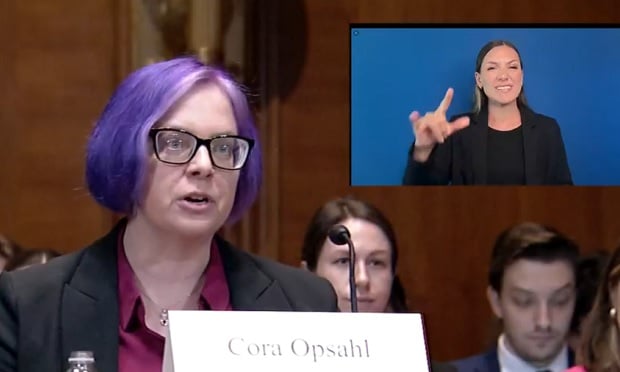 Cora Opsahl testified Thursday in Washington at a Senate Aging Committee hearing. Credit: Senate Aging Committee