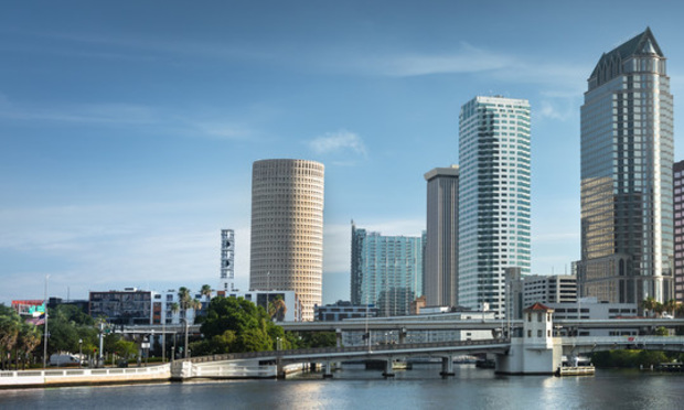 Tampa Florida USA downtown city skyline in the morning