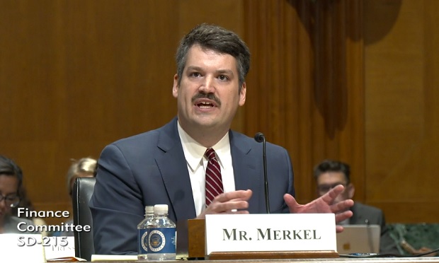 Theo Merk testified Tuesday, Sept. 17, at a Senate Finance Committee hearing on health care costs. Credit: Senate Finance Committee