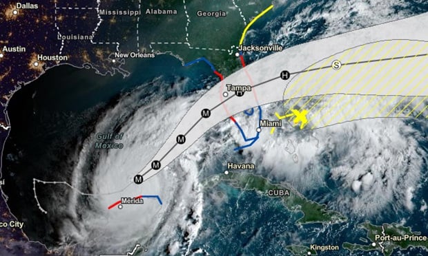 Hurricane Milton is on track to hit Florida Wednesday. Credit: National Environmental Satellite Data and Information Service/NOAA