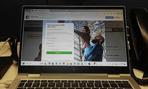 A screenshot of the HealthCare.gov website on Nov. 1, 2024