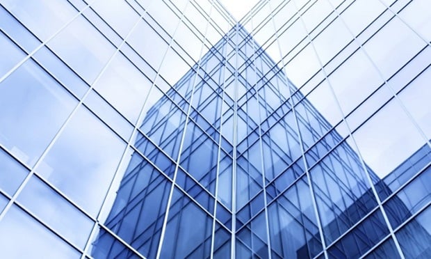 transparent glass wall of office building