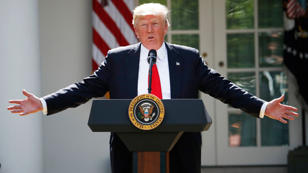 President Trump in the Rose Garden. (Photo: AP)