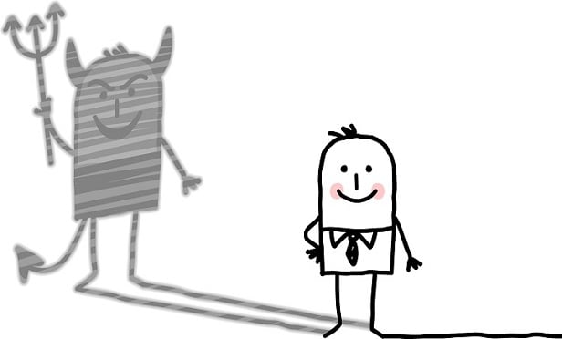 Nice stick figure with devil shadow