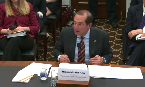 HHS Secretary Alex Azar (Photo: Screen Capture/House Appropriations)