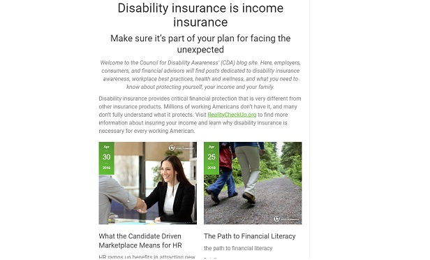 A screenshot from a key Council for Disability Awareness web page, showing general financial education