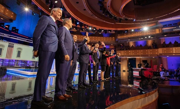 2020 Democratic presidential candidates, from left: Bill de Blasio, mayor of New York City; Rep. Tim Ryan, a Democrat from Ohio; Julian Castro, former secretary of Housing and Urban Development (HUD); Sen. Cory Booker, a Democrat from New Jersey; Sen. Elizabeth Warren, a Democrat from Massachusetts; Beto O'Rourke, former representative from Texas; Sen. Amy Klobuchar, a Democrat from Minnesota; Rep. Tulsi Gabbard, a Democrat from Hawaii; Jay Inslee, governor of Washington; and former Rep. John Delaney of Maryland. (Photo: Jayme Gershen/Bloomberg)