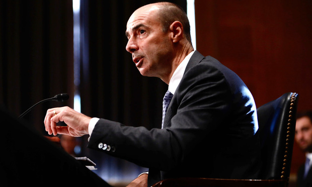 Eugene Scalia testifies before the Senate Health, Education, Labor, and Pensions Committee during his confirmation hearing to become Secretary of the U.S. Labor Department, on Thursday, September 19, 2019. (Photo: Diego Radzinschi/ALM)