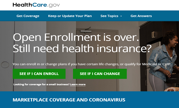 A screenshot of the HealthCare.gov homepage